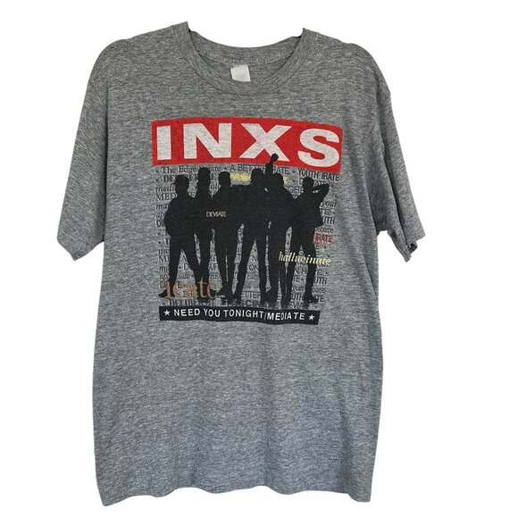 Vintage 1980s INXS Kick Need You Tonight Mediate Printed Band T-Shirt Unisex XL